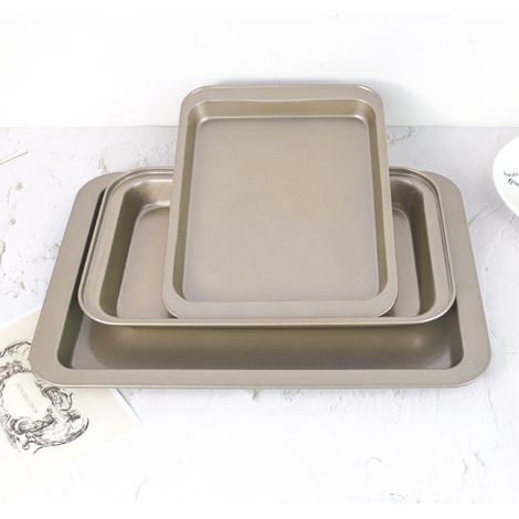 Rechteckige, metallene Brot- und Kuchenform, vielseitig verwendbar und robust, 24 x 18 cm, Gold (1/5)