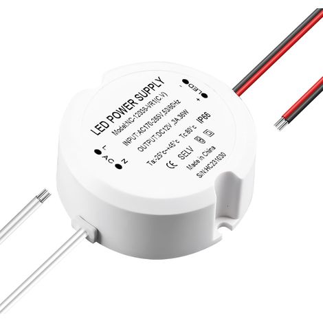 Transformateur LED 12 V 36 W 3 A : mini alimentation, 230 V à 12 V, petit bloc d'alimentation étanche IP67 avec tension constante pour bandes LED (1/5)
