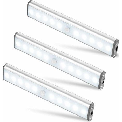 3-Pack 10 LED Wireless Lights, USB Rechargeable, Magnetic, Motion Sensor, 2 Lighting Modes, Portable. Closet Lighting, Emergency Lighting, Night Light for Kids (1/5)