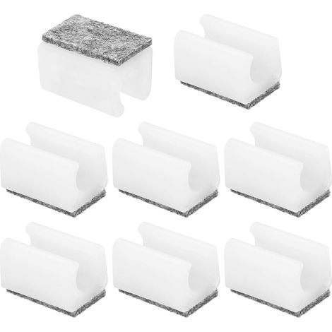 8 x Rectangular Chair Foot Covers with Felt Pad, 12 mm Smoothly Glides No Scratches or Noise Hard Wood Floor Protectors Tubular Tips for Office, White Grey (1/5)