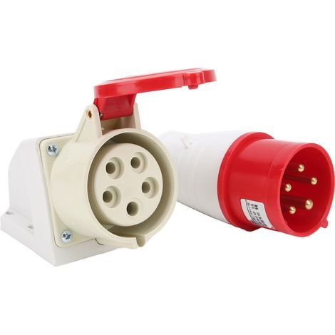 Prise industrielle 380415V 32A 5 broches 3P + N + E IP44, étanche, montée en Surface fixe pour les opérations commerciales (1/5)