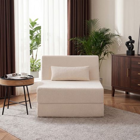 Canapé lit 1 place convertible 3 en 1 – HavenlyHome, Fauteuil pliable mousse haute densité, petit espace salon chambre –Beige - Cdiscount Maison