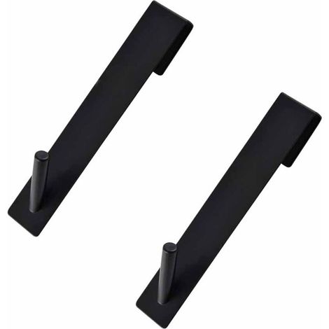 2 Pièces Crochet -DOUche, Crochet Porte Serviette sans perçage, Crochets de porte pour portes de -DOUche en verre sans cadre, adapter À moins de 18 mm d'épaisseur (noir)-DOU