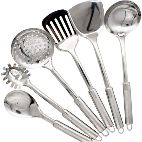 Ustensiles De Cuisine - Acier Inoxydable - Pour Friture Et Sauter - Ensemble De 6 Pièces (1/4)