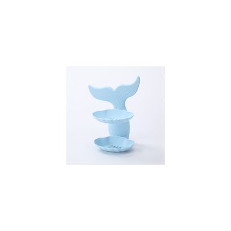 Porte-savon double couche en forme de sirène, auto-adhésif sans trace, égouttoir, bleu – (1/3)