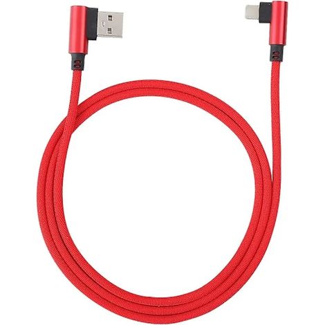 Câble de données USB coudé de 1 m pour jeux mobiles, charge rapide, compatible iPhone (rouge) - YM