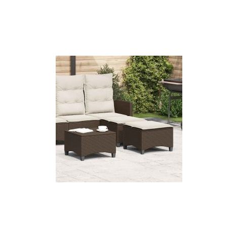 Tabourets jardin coussins 2pcs marron 55x55x36 résine tressée (1/5)