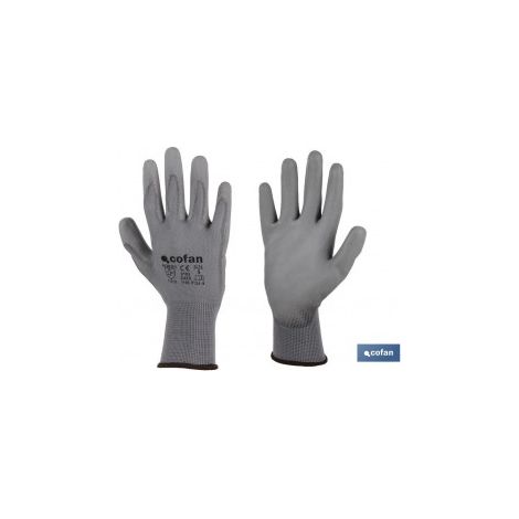Pack mit 12 100% Polyester PU-beschichteten Handschuhen Grau T-9