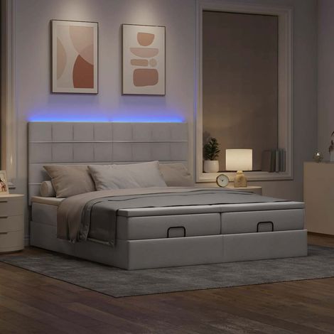 VidaXL Cadre de lit ottoman avec matelas taupe 200x200cm tissu (1/5)