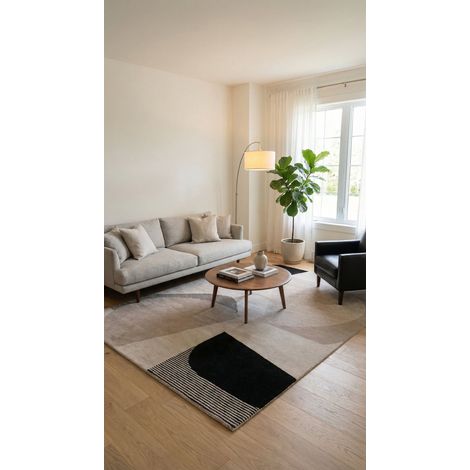 Tapis en laine CityDream - Tapis en laine - 180x120cm, Rectangular - 100% Laine vierge - Tufté main - Argent (1/5)