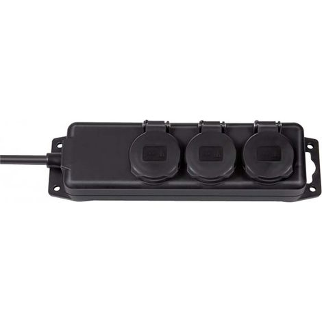 RÉPARTITEUR DE PRISES IP44 3 VOIES NOIR 2,00 M H07RN-F 3G1,5 TYPE E BRENNENSTUHL