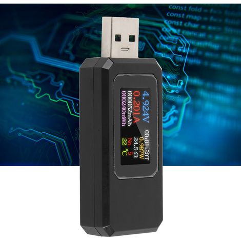 Testeur USB, multimètre numérique 4-30V 0-6,5A, QC 3.0, wattmètre, testeur de tension et de courant, détecteur, voltmètre, ampèremètre, testeur de capacité de batterie externe avec écran couleur IPS. (1/5)