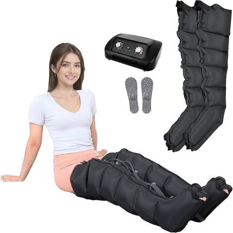 Bottes de Pressothérapie Professionnelles 6 Chambres, Drainage Lymphatique Jambes Fatiguées, Pression Réglable 30-240 mmHg