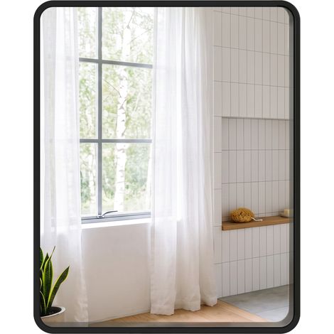 Miroir mural - HOMCOM - rectangulaire - moderne - cadre en métal - pour salon, entrée, couloir - 50 x 40 cm - noir (1/5)
