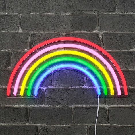Regenbogen-Neonlicht, 38 cm – inklusive Stecker und Ein-/Ausschalter – 5 Farben – Regenbogen-LED-Neonlicht zur Dekoration eines Kinderzimmers oder anderer Räume (1/5)
