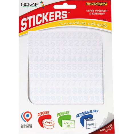 Chiffres autocollants 10mm Blanc NOVADHESIFS - 4370019 (1/4)