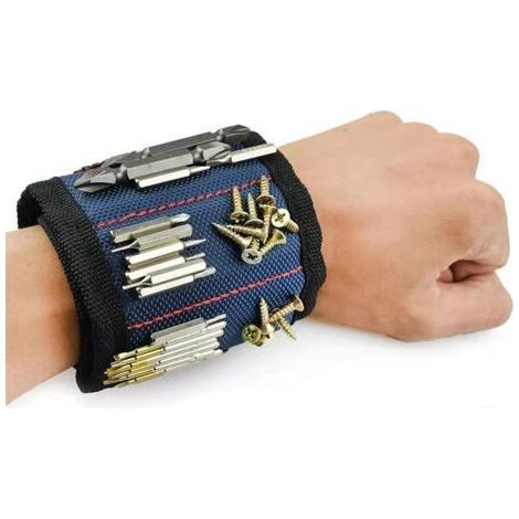 Bracelet magnétique, bleu, 3310cm, 1 pièce, dos adhésif, Velcro, outils de quincaillerie, tournevis, tournevis, bracelet magnétique. (1/5)