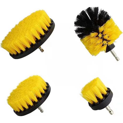 Ensemble de brosses pour perceuses électriques brosse de nettoyage d'outils-2 pouces/3.5 pouces/4 pouces/5 pouces-jaune, 4pcs (1/4)