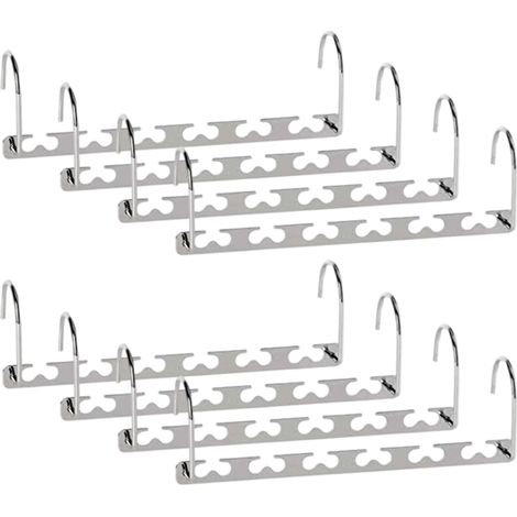 Platzsparender Kleiderständer aus Metall, Mehrfachbügel – Kleiderschrank-Organizer mit neu gestalteten Haken – Chrom/Silber, 26 cm lang