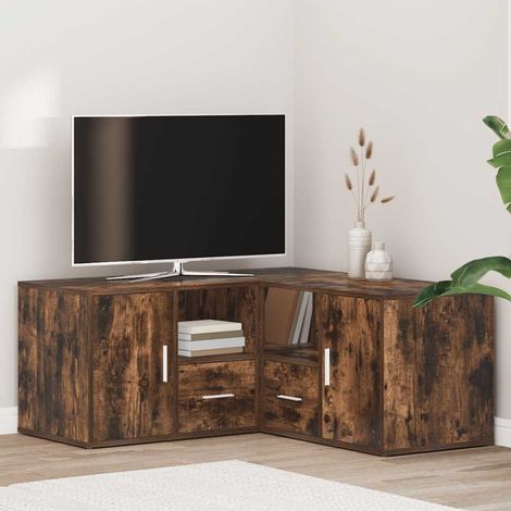 Mueble de esquina madera ingeniería roble ahumado 160x40x45 cm