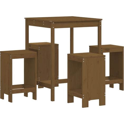Maison Exclusive - Mesa y taburetes altos de jardín 5 pzas madera