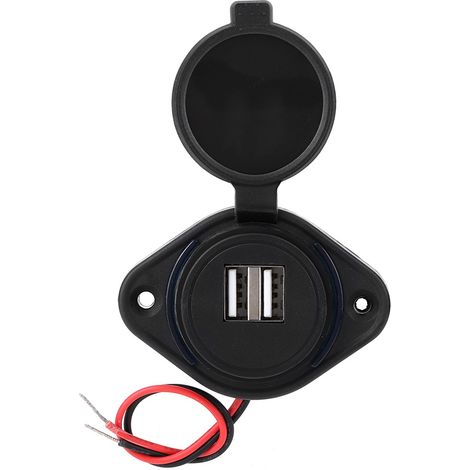 Support de charge avec adaptateur secteur et double prise USB 3,1 A, adapté aux voitures, quads, SSV, camping-cars et caravanes. (1/5)