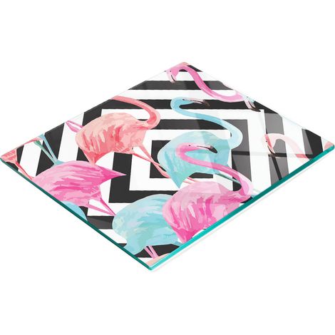Tabla de cocina de vidrio templado con gr谩fico de flamenco rosa, 60x52 cm. (1/5)