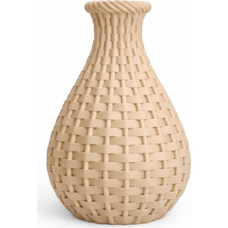 Vase beige ajouré, tressé, décoratif, bohème, japandi (1/3)