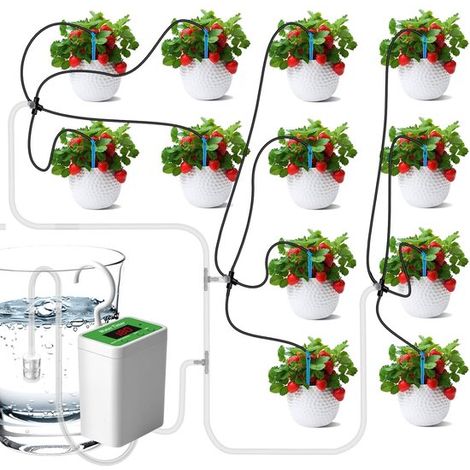 Automatisches Bewässerungssystem, verbessertes Bewässerungssystem für 12 Zimmerpflanzen, Topfpflanzen Sets, LED Anzeige und USB Ladestation, DIY (1/5)