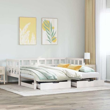 vidaXL Letto Estraibile con Cassetti senza Materasso Bianco 80x200 cm