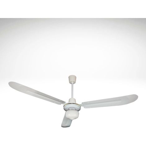 Ventilatore a soffitto 3 pale in acciaio con luce plafoniera diametro 140 cm (1/4)