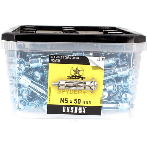 ESSBOX de 100 Chevilles Métalliques à Expansion Qualité Premium 5X50 avec Vis (1/2)