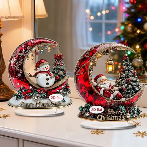 Plateau De Décoration De Noël - Pour Table Intérieure - 2 Pièces - En Résine - Style Hivernal (1/5)