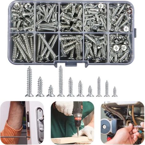 Kit de vis à tête cruciforme - 10 tailles en métal avec boîte de rangement (1/5)
