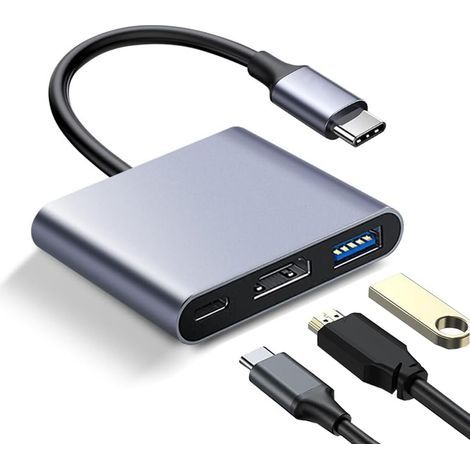 Lntyq – Adaptateur multiport USB C vers HDMI – 4K 30Hz – USB 3.0 5 Gbit/s – Charge rapide 60W – Compatible iPad Pro, MacBook, Samsung, Chromebook (1/5)