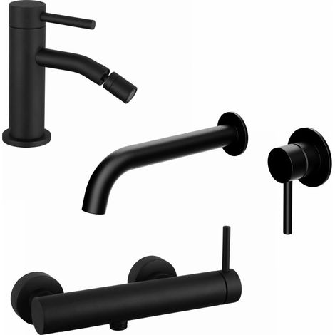 Set miscelatori lavabo ad incasso bidet senza scarico ed esterno doccia nero opaco Bette (1/4)