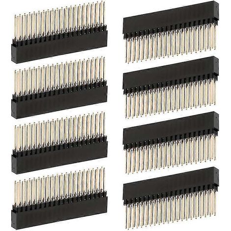 8 Stück, 2 x 20 (40 Pins) Extra Tall Female 0,1 Zoll Pitch Stacking Header für A + / B + / Pi 2 / Pi 3 Extra Tall He (1/5)
