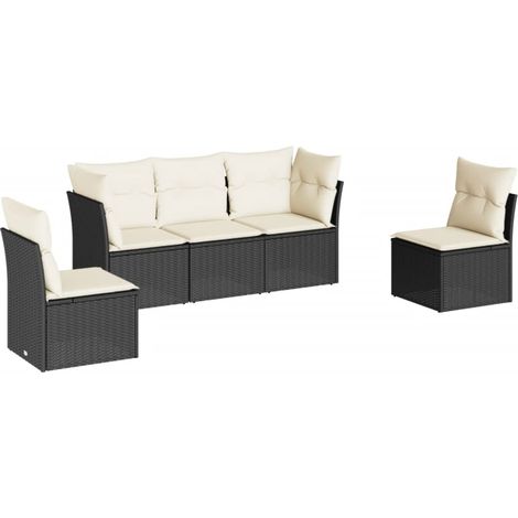 Maison Exclusive - Set de muebles de jardín 5 pzas y cojines ratá (1/3)