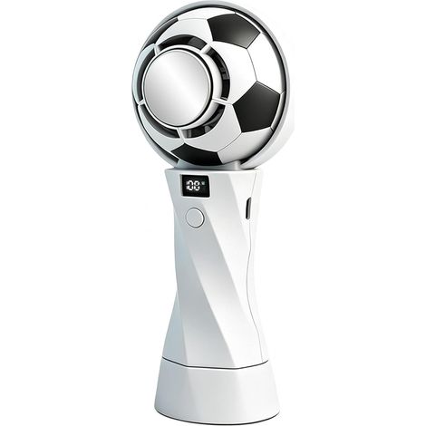 Mini ventilateur portable au design de football avec plaque de refroidissement en métal, 6 vitesses, batterie 5000 mAh, rechargeable par USB, idéal pour le stade, le bureau et les matchs de football (1/5)