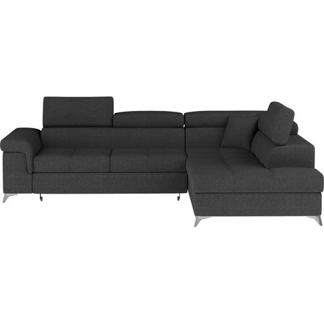 Canapé d'angle convertible PALAZZO 4 places gris foncé – angle droit avec 1 coussin (1/5)