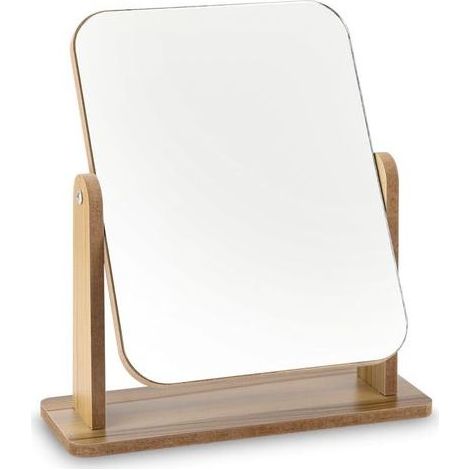 Miroir de Bureau en Bois Petit Miroir sur Pied 25 X 22CM Miroir de Table Rotatif à 360 Degrés Miroir a Poser Haut Miroir avec Support Détachable, Convient pour la Chambre, la Salle de Bain, Le Bureau (1/5)