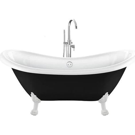 Vasca da bagno freestanding con piedini DARLINGTON Nera 175 cm Piedini di leone Bianchi