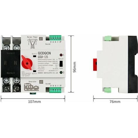Automatischer Umschalter mit zwei Stromversorgungen 2P100A, PC-seitig isolierter Millisekunden-ATS-Schalter, Schienenmontage (1/3)