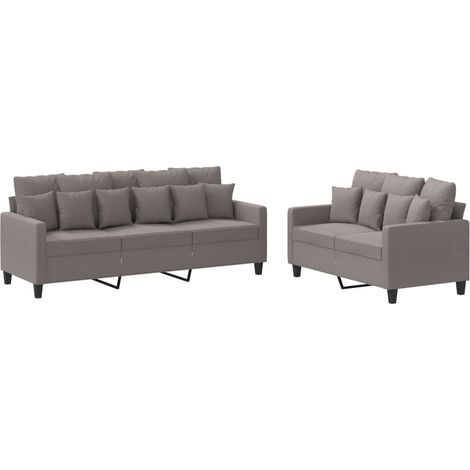 Maison Exclusive - Set di Divani 2 pz con Cuscini Tortora in Tessuto (1/5)