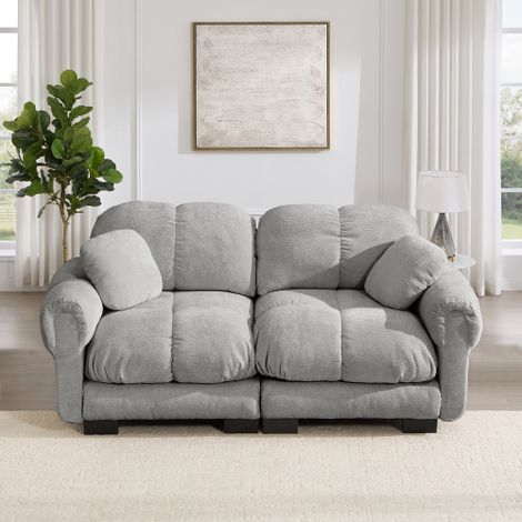 Divano a 2 posti in ciniglia, design trapuntato raffinato, stile elegante, divano modulare, cuscini di seduta spessi, morbidi e di supporto, schienale ergonomico, facile da montare, adatto al soggiorn (1/5)