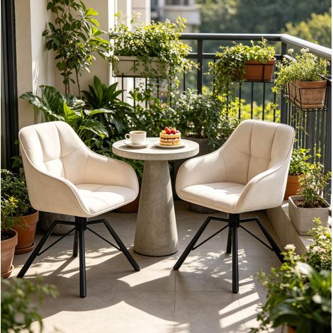 Sillas giratorias de comedor de terciopelo crema OKMYHOME (1/5)