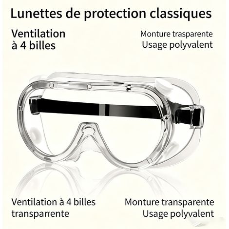 Masque de protection oculaire anti-buée HD, sur-lunettes par-dessus lunettes de vue, anti-rayures, bricolage jardinage - Transparent (1/5)