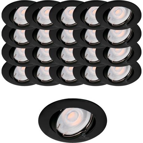 Lampesecoenergie – Lot de 20 spots encastrables orientables noir mat – GU10 LED 5W équivalent 50W – Blanc neutre 4000K – Installation facile 75mm
