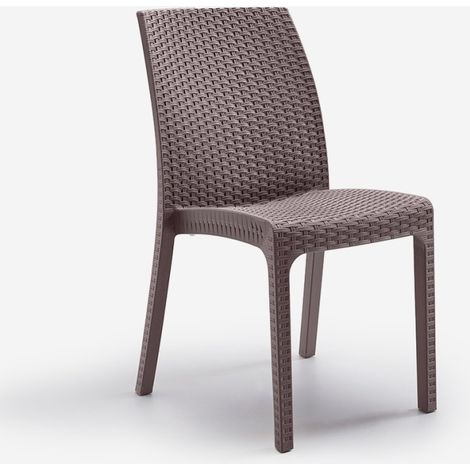 Silla apilable de mimbre para bar de jardín al aire libre Virginia BICA - Gris paloma (1/5)