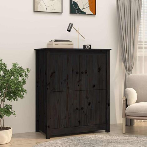 Aparador de madera maciza de pino negro 83x41,5x100 cm (1/4)